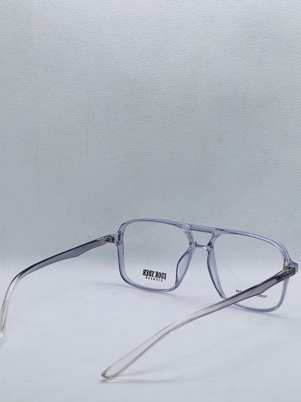 Double Bridge-Plastic Frame-Lilac-Square-Eye-wear-unisex